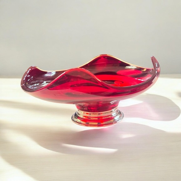 ❤️Viking Ruby Red & Sterling Silver Pedestal Bowl - Picture 5 of 10